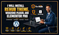 install rehub theme, woozone plugin, elementor pro
