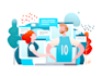 create unique modern and colorful flat illustrations