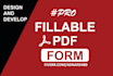 design and develop fillable PDF form