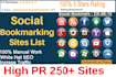 create manual social bookmarking on high PR backlink
