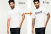 place your logo,tatoos,text on models t shirts