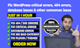fix wordpress critical errors, 404 errors, and database issues in 1 hour