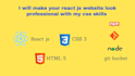 do front end web development in react, bootstrap, CSS, sass