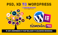 convert PSD, xd, html, figma to wordpress elementor website