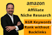 do amazon affiliate niche research using kgr keywords