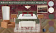 create a cozy modern bedroom design with layout and mood board