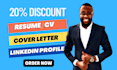 write a professional linkedin profile, cv, resume and cover letter