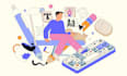 draw vector illustrations in a flat, modern style