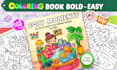 draw cute line art illustration for bold easy coloring book