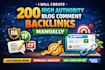 create 200 high authority blog comment backlinks manually