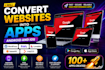 convert wordpress, pwa, lovable, base44 or replit to android ios app