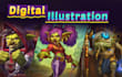 create digital art, dnd character, fantasy map illustration,