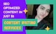 be your freelance writer and provide SEO optimized content