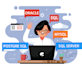 work on sql server, sqlite, postgresql and database design