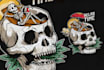 draw a skull, skeleton theme illustration for your branding