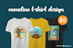 make custom retro monoline logo and t shirt design