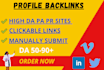 build manually 300 high da pa profile backlinks