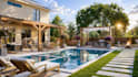 design outdoor kitchen pergola patio backyard with realistic 3d rendering