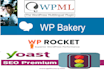 install wpml plugin,wp bakery,wp rocket,yoast SEO premium
