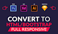 convert xd to HTML, PSD, figma, sketch, ai to HTML bootstrap