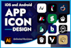create a minimalist app icon design for ios and android