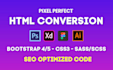 convert PSD to html, xd to html, psd to html responsive with bootstrap