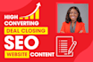 craft quick converting SEO website and landing page content