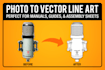 create clean vector line drawings for manuals and instruction guides