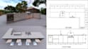 design your 3d outdoor kitchen with measurements plan and walkthrough