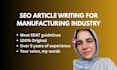 write SEO, GEO optimized articles for manufacturing industry