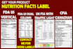 do fda,cfia and UK product nutrition facts label