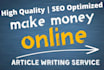 write SEO article in make money online niche