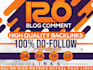 create 120 unique dofollow blog comments SEO backlinks da30 plus