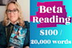 beta read your novel with critique and feedback