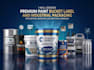 design paint bucket, drum sticker packaging, 3d mockups