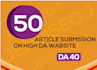40 unique article submission with da40 plus unique domain backlink
