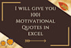 give you 1001 motivational quotes in excel