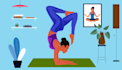 draw yoga, workout, medical, health and fitness, children exercises illustration