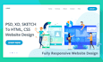 convert PSD, xd, and sketch to HTML website design