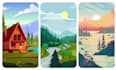 draw flat vector landscapes for games, books, animations, and prints