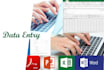 do data entry, data input, data extraction, collection, data mining