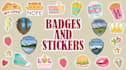 design logo, sticker, badge, patch, label and banner