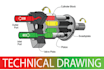 design conceptual technical and line drawing