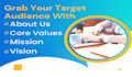 write a powerful mission, vision statement, and about us page
