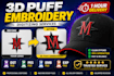 3d puff digitizing embroidery digitizing for caps in 1 hour