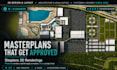 design masterplan, 2d site plan, and 3d rendering for developers