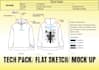 do tech pack and technical flats sketch for fashion clothing