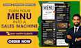 food menu design, restaurant menu design, digital menu, menu board, menu design
