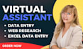 do 2 hours data entry, web research, copy paste, typing job
