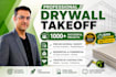 do drywall material takeoff and cost estimation of construction projects